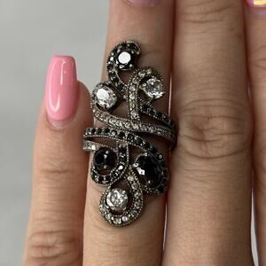 SETA Sterling Silver 925 Ornate Cocktail Ring Size 6.5